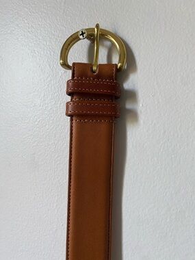 Coach 1990s 8500, British Tan Genuine Leather Belt with Solid Brass Buckle, M